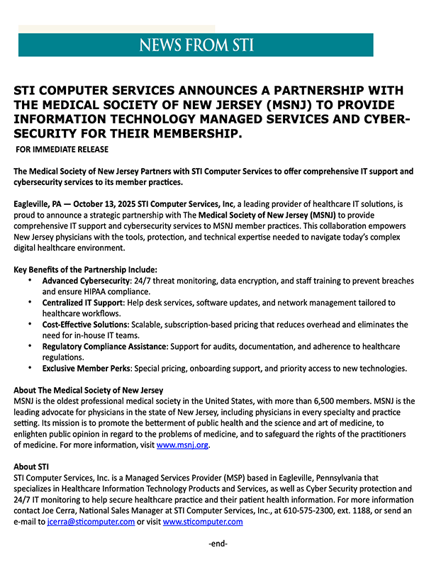 STI Partners with MSNJ